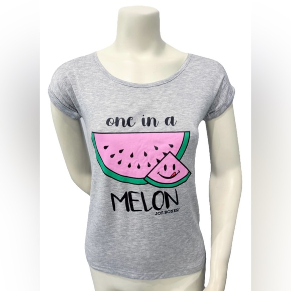 Joe Boxer Watermelon “One In A Melon” Graphic Tee Gray NWT Medium - Picture 1 of 7